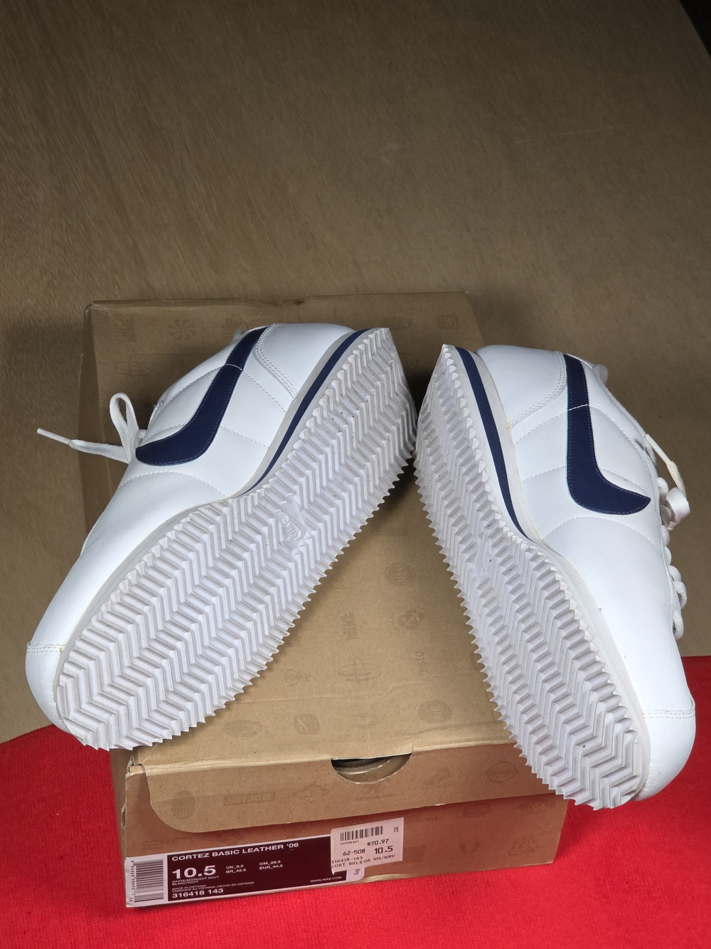 Nike White and Navy Retro Cortez Sneakers